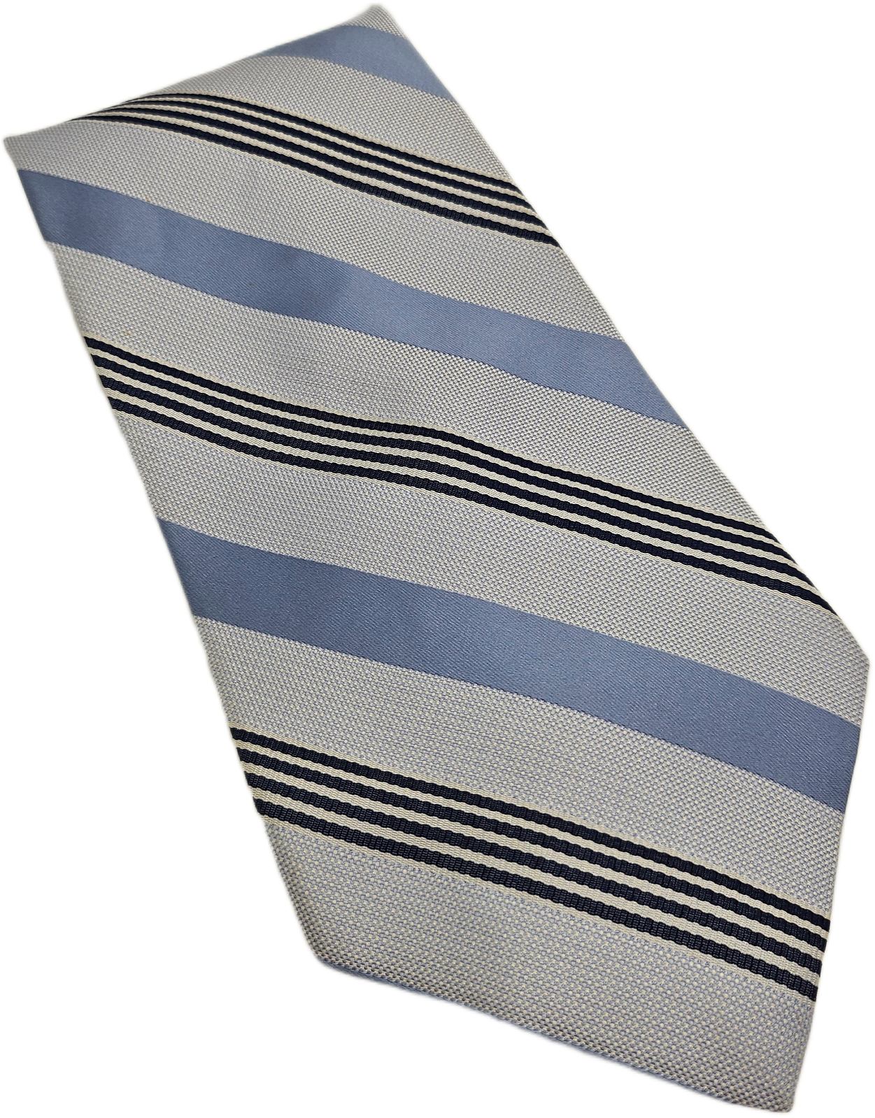 Tommy Hilfiger Silk Tie Mens Light Blue Striped Statement Designer Necktie BX26
