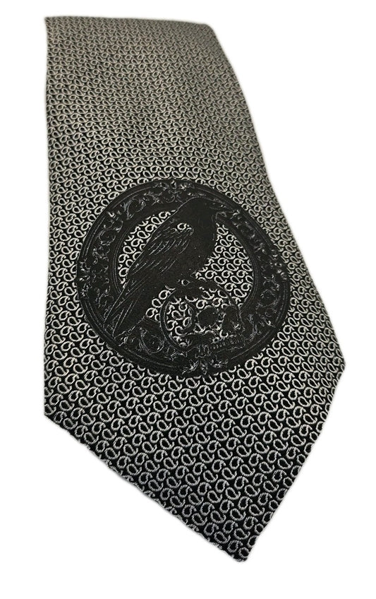 Black Crow / skull Tie | Reworked Vintage Mens Tie UK | Statement Novelty BX13