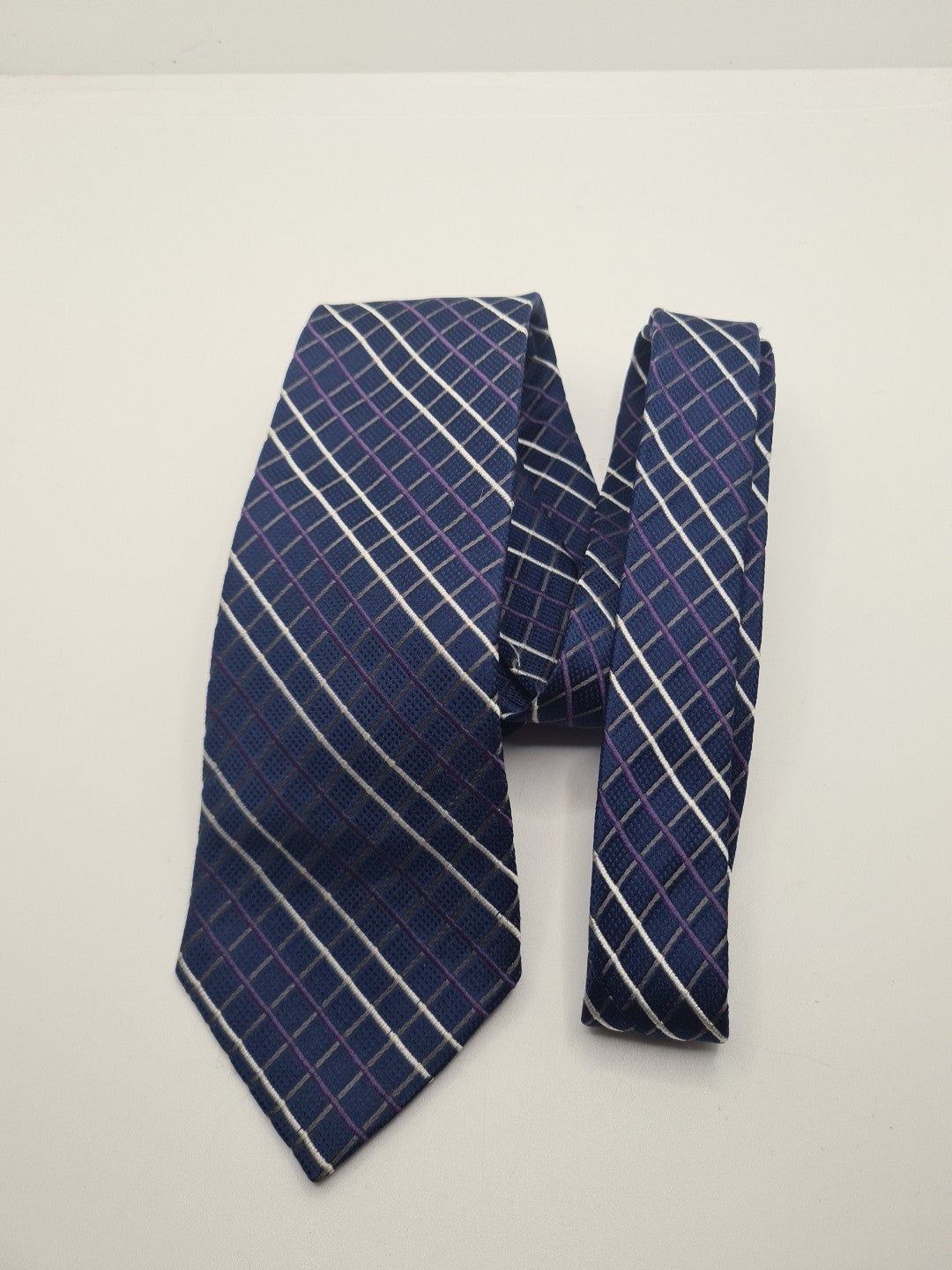 Ben Sherman Blue Check Mens Silk Tie Classic Designer Necktie Vintage Mens Tie UK BX12