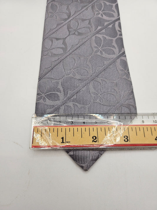 T.M.Lewin Silk Tie Mens Silver Grey Jacquard Floral Damask Wedding Neck Tie BX21