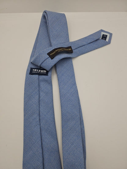 T.M Lewin Blue Pure Wool Woven Thin Mens Tie Wedding Formal Neck Tie BX16