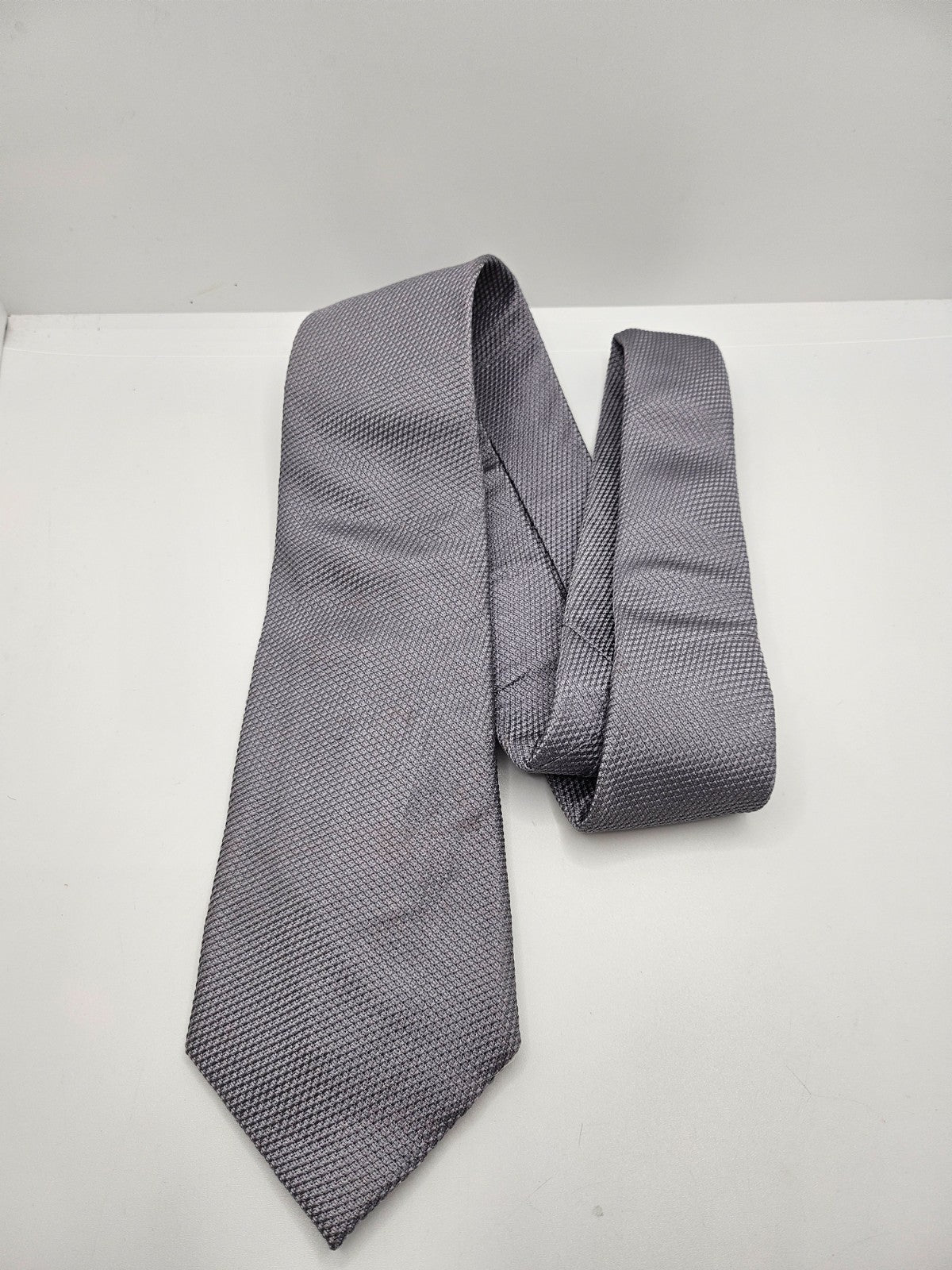 Charles Tyrwhitt Neutral Grey Textured Silk Tie