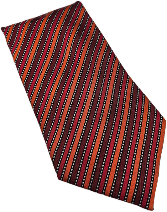 Savile Row Silk Tie Mens Red Orange Striped Business Wedding Retro Neck Tie BX23