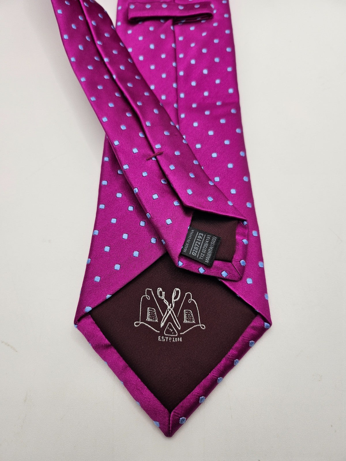 Marks & Spencer Silk Tie Mens Pink Light Blue Pin Dot Vintage Retro Necktie BX26