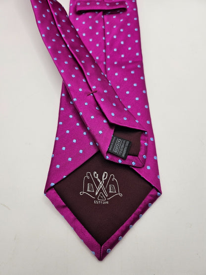 Marks & Spencer Silk Tie Mens Pink Light Blue Pin Dot Vintage Retro Necktie BX26