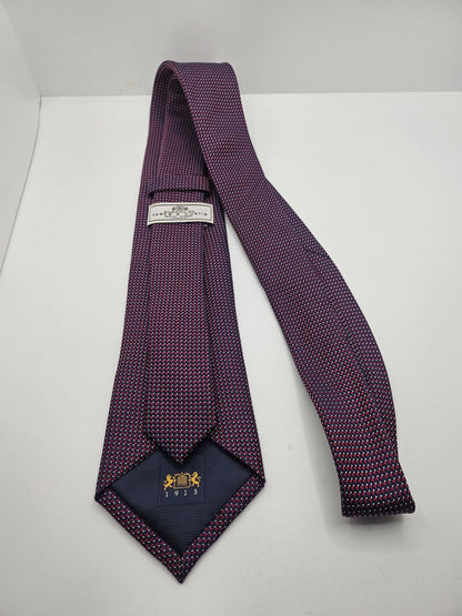 Hawes & Curtis Navy Red Micro Geometric Weave Silk Tie