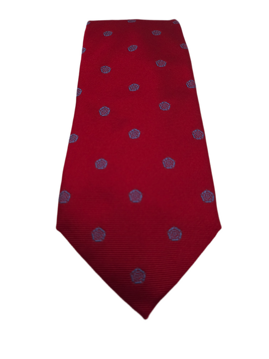 Charles Tyrwhitt Silk Tie Mens Red Blue Medallion Pattern Classic Necktie BX13