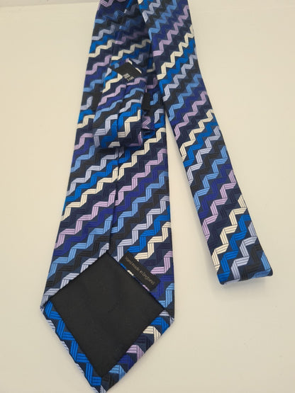 Duchamp Zig Zag pattern Mens Silk Tie Classic Designer Necktie Formal Vintage Mens Tie UK BX7