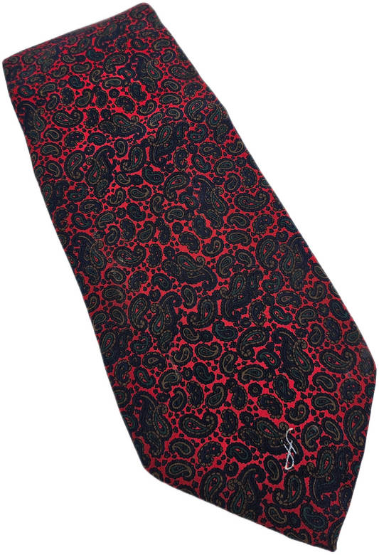 Jacques Fath Red Paisley Silk Tie
