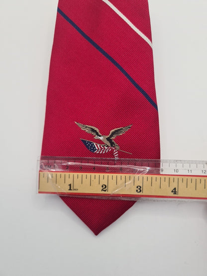 American Eagle Red NWT Stripe Mens Silk Tie Classic Designer Necktie Striped Vintage Mens Tie UK BX7