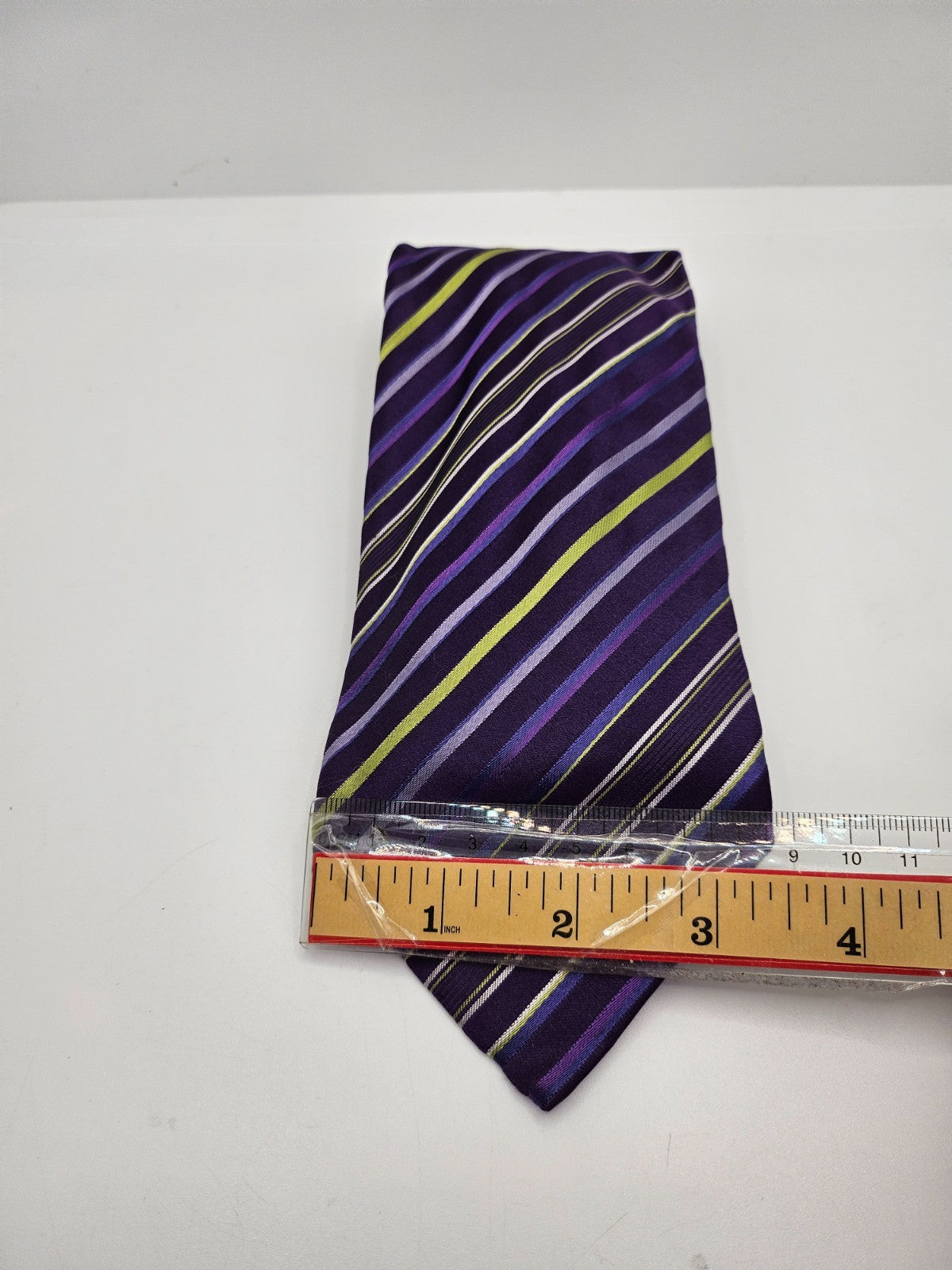 Jaeger Silk Tie Mens Purple Lime Striped Designer Business Wedding Necktie BX23