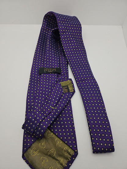 Christian Lacroix Purple Spotted Mens Silk Tie Wedding Formal Neck Tie BX11