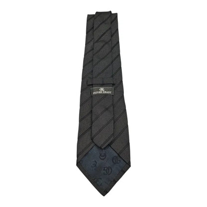 Oliver Grant Black Silk Tie Wedding formal Neck tie  Dot Stripe Pattern