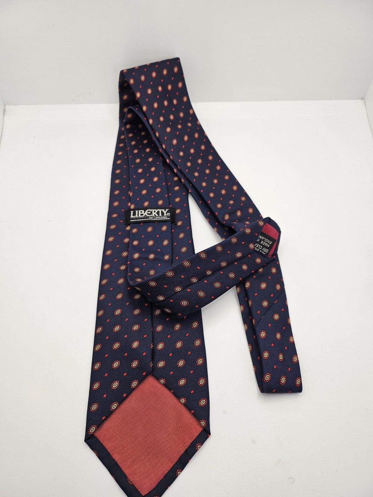 Liberty Silk Tie Mens Navy Blue Polka Floral Retro Vintage Wedding Necktie BX12