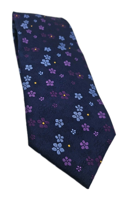 Baumler Blue Flower Pattern Mens Silk Tie Wedding Formal Neck Tie BX15