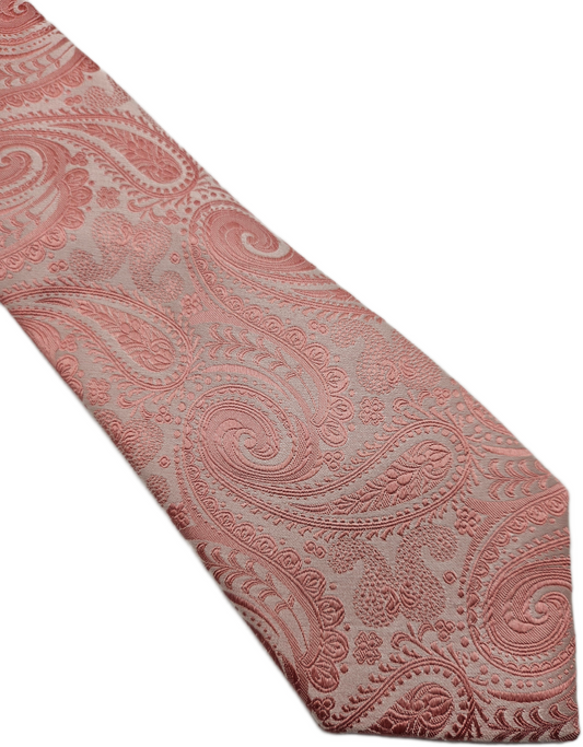 Moss 1851 Blush Pink Paisley Jacquard Silk Tie