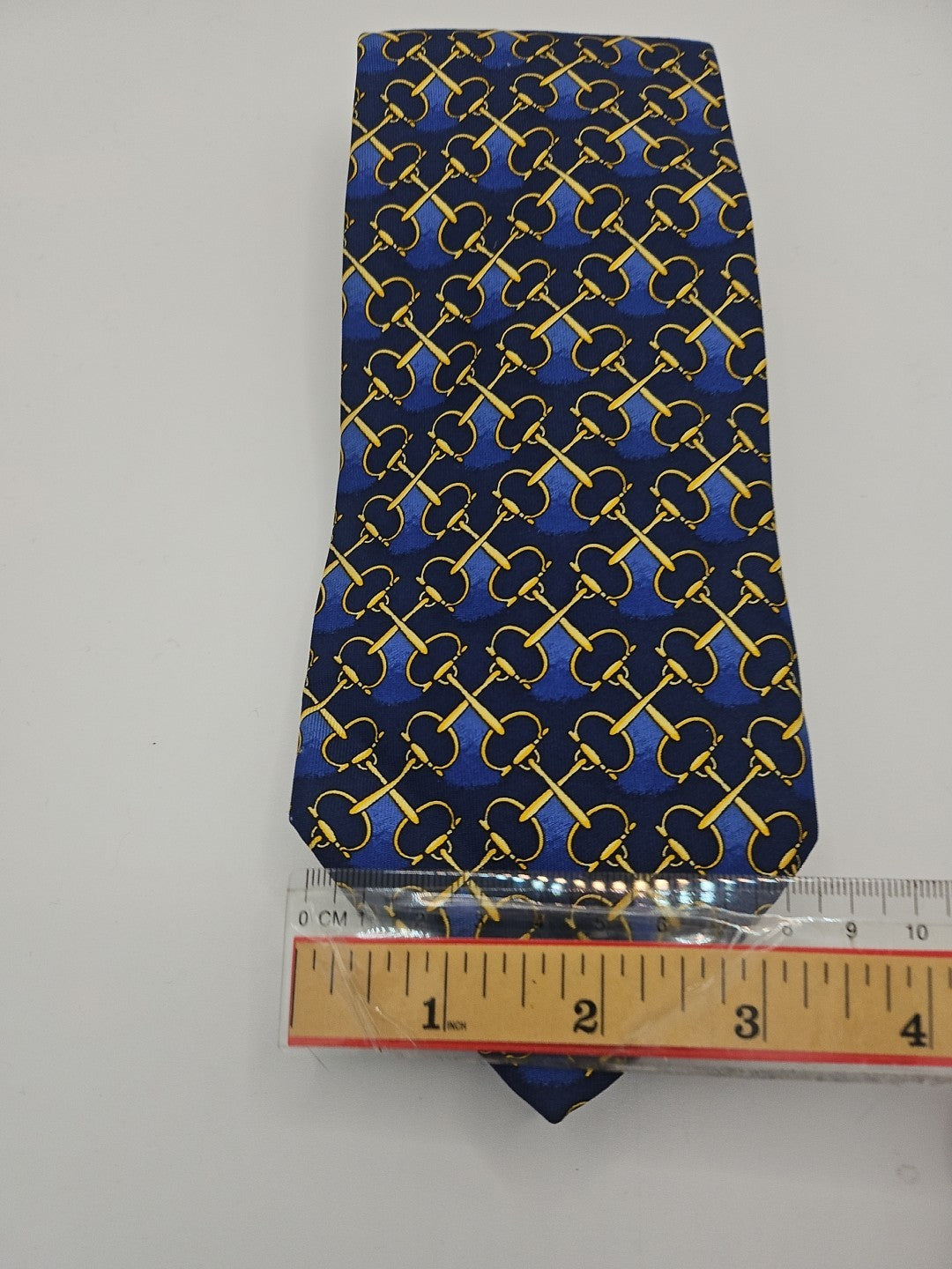 T.M Lewin Vintage Blue Chain Pattern Mens Silk Tie Wedding Formal Neck Tie BX16