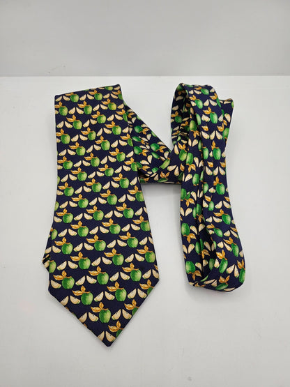 Thomas Pink Blue Green Leaves Acorns Silk Tie