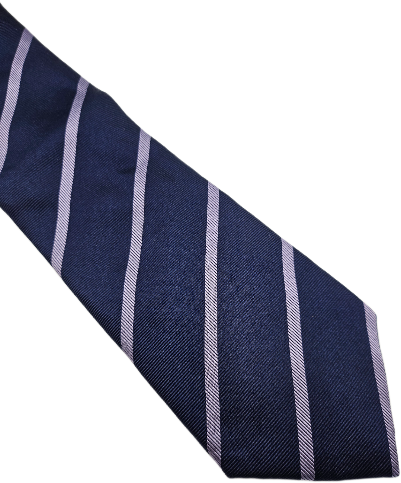 T.M. Lewin Silk Tie Mens Navy Purple Diagonal Pinstripe Vintage Neck Tie BX26