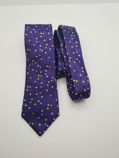Tresanti Purple Diamon pattern Mens Silk Tie Classic Designer Necktie Vintage Mens Tie UK BX11
