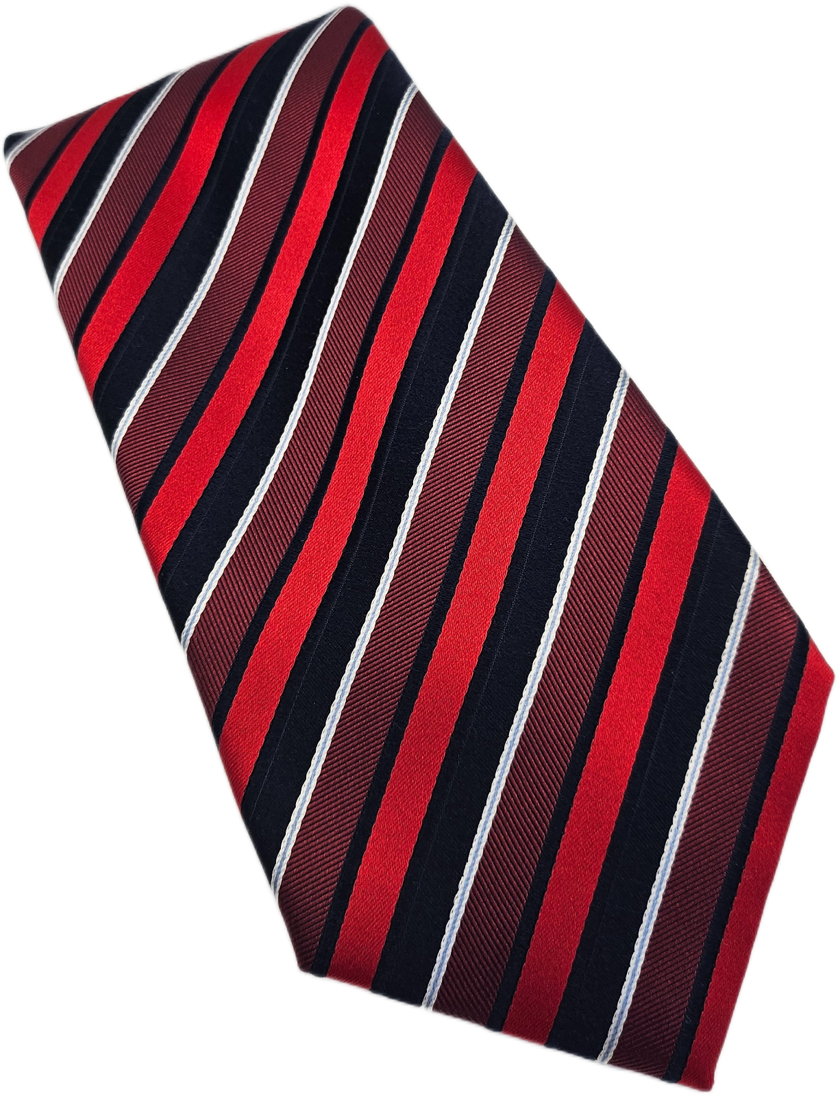 Marks & Spencer Red Navy Striped Silk Tie