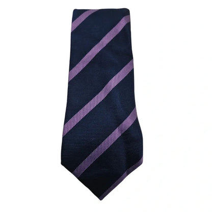 TM Lewin Men's Deep Purple Striped Contrast Silk Wedding formal Neck tie