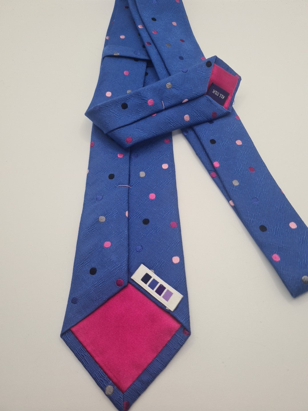 John Francombe Blue Spotty Mens Silk Tie Classic Designer Necktie Formal Spotted Vintage Mens Tie UK BX9