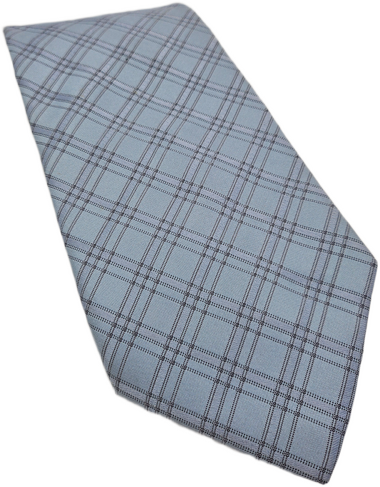 Hugo Boss Silk Tie Mens Blue Plaid Textured Vintage Retro Wedding Neck Tie BX2