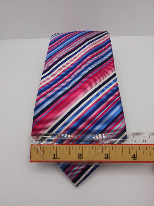 Charles Tyrwhitt Silk Tie Mens Multicoloured Striped Classic Y2k Necktie BX13