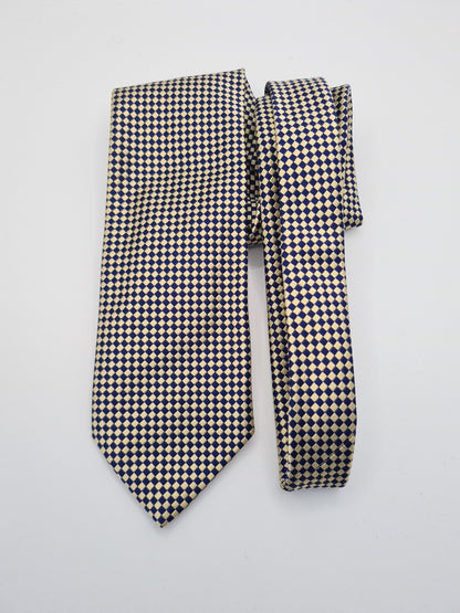 Charles Tyrwhitt Blue Yellow Diamond Mens Silk Tie Classic Designer Necktie Vintage Mens Tie UK BX13