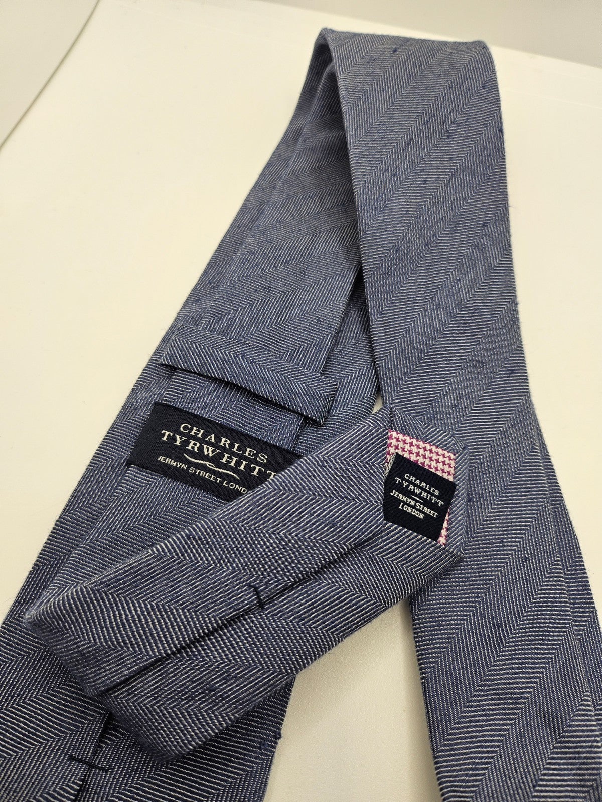 Charles Tyrwhitt Light Blue Herringbone Silk Tie