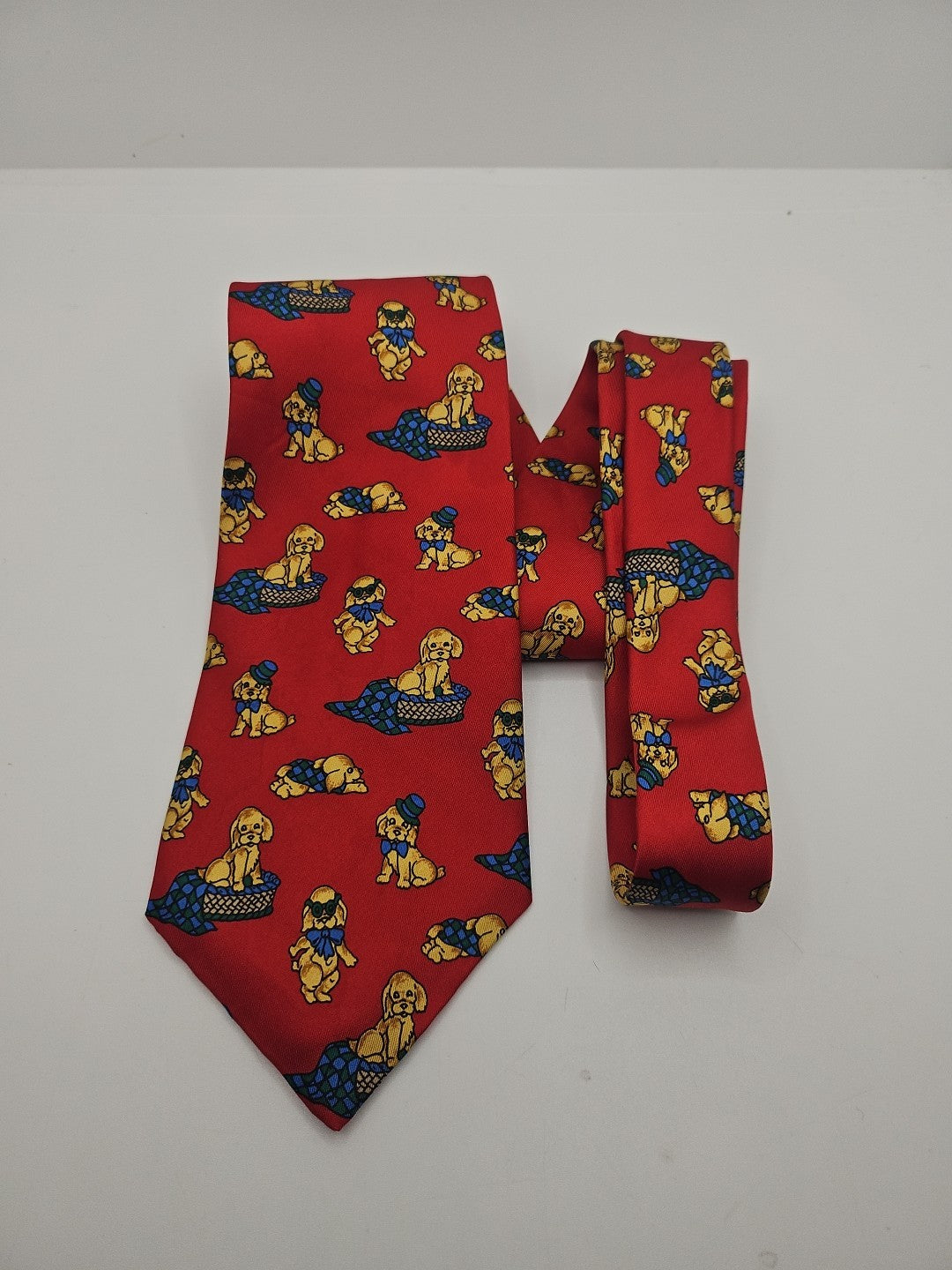 Vintage Red Dog/Puppy Print Mens Silk Tie Wedding Formal Neck Tie BX18