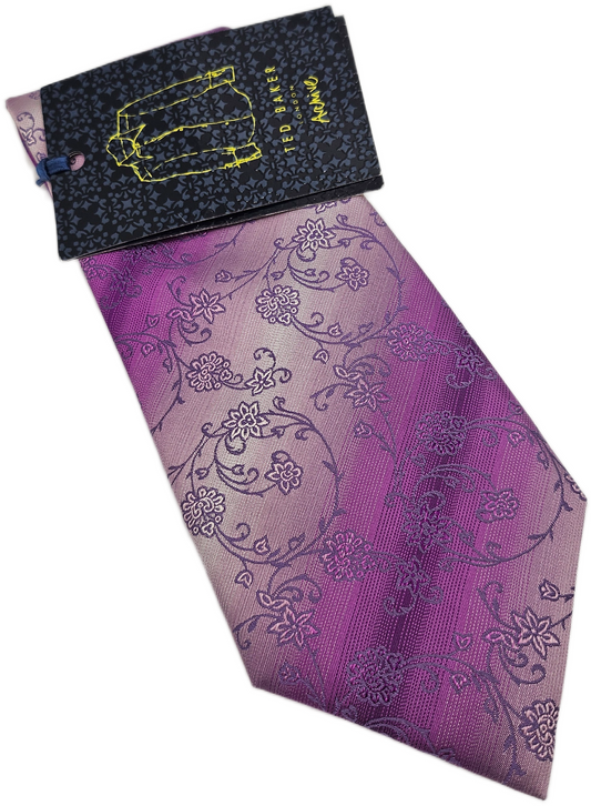 Ted Baker Silk Tie Mens Purple Ombre Floral Pattern Statement Retro Necktie BX10