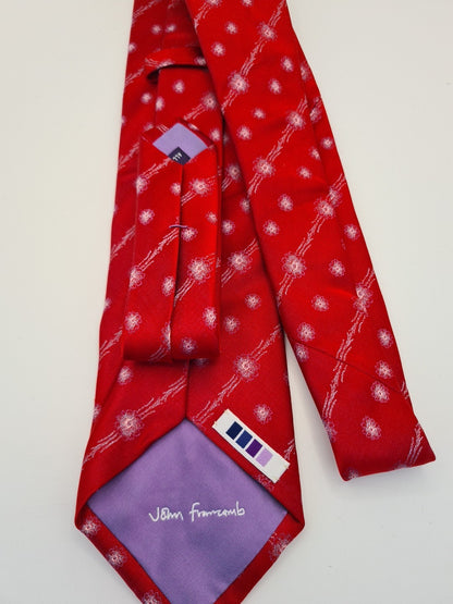 John Francomb Red Retro pattern Wedding Silk Tie | Designer Mens Tie UK Vintage Mens Tie UK BX14