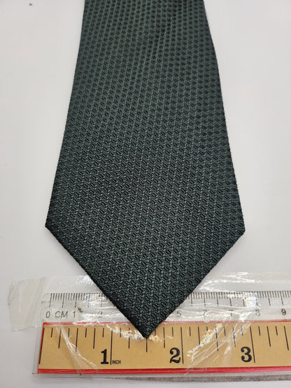 M&S Mens Silk Tie Forest Green Geometric Vtg Retro Wedding Neck Tie