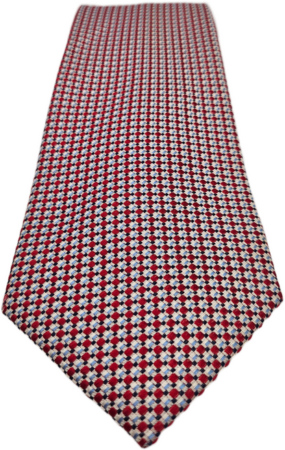 Hawes & Curtis Silk Tie Mens Red Blue White Micro Geometric Wedding Neck Tie BX1