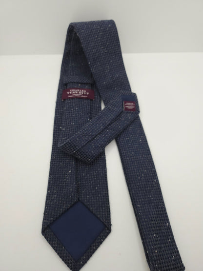Charles Tyrwhitt Silk Tie Mens Dark Grey Navy Blue Textured Pattern Necktie BX11