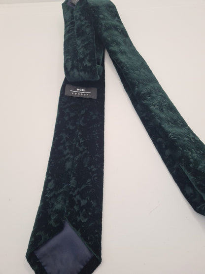 Moss Green Velvet Floral Skinny Mens Silk Tie Classic Designer Necktie Vintage Mens Tie UK BX8