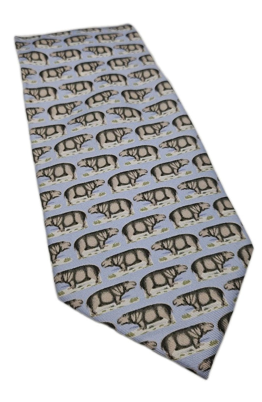 Fox & Chave Hippo Safari print Mens Silk Tie Wedding Formal Neck Tie BX18