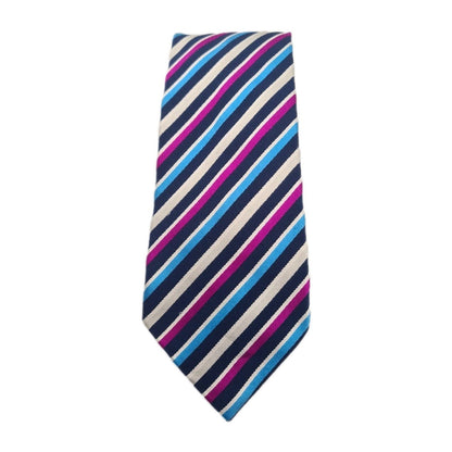 Charles Tyrwhitt Blue Purple Stripe Mens Silk Tie Classic Designer Necktie Striped Vintage Mens Tie UK BX11