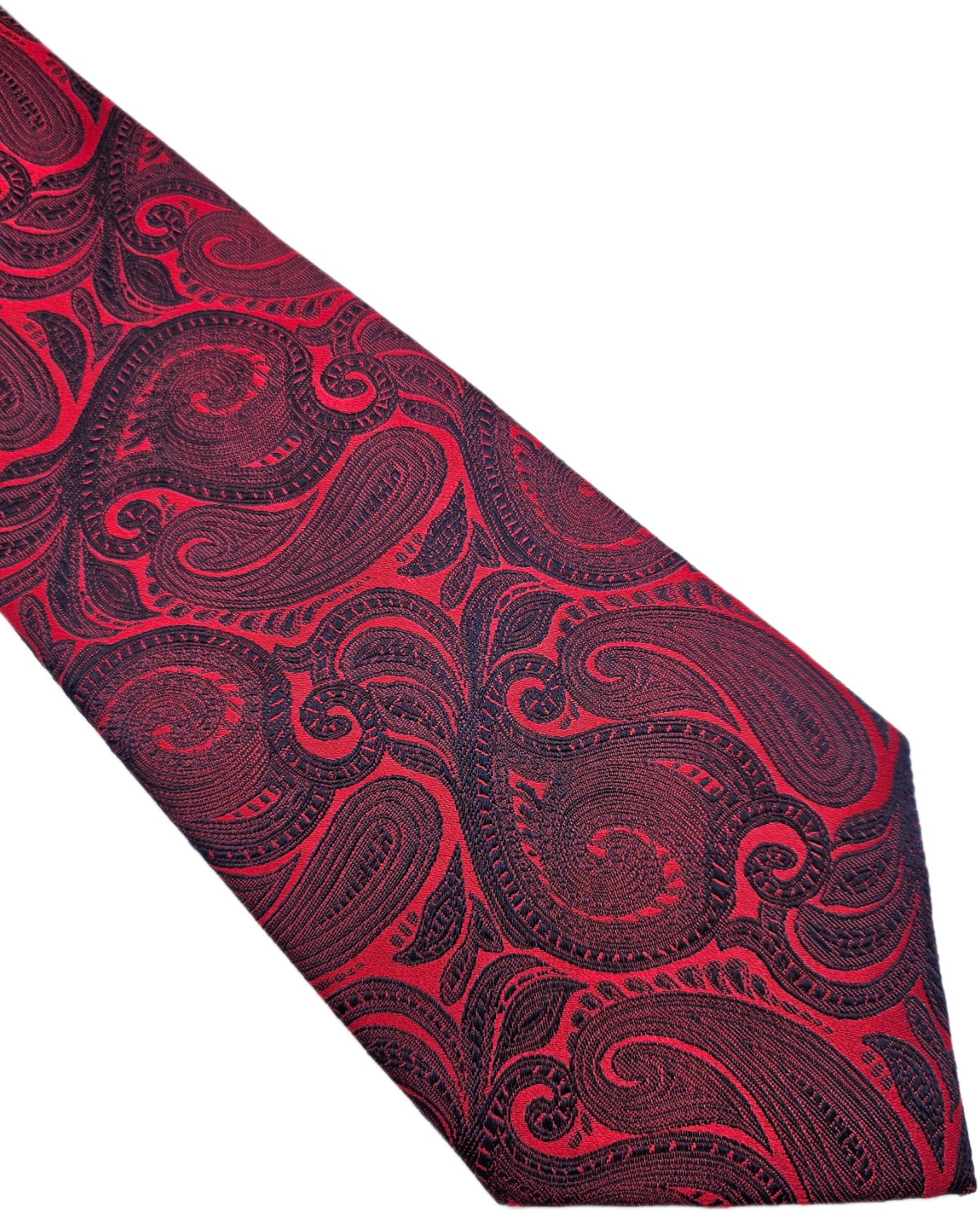 Moss Esq Silk Tie Mens Red Navy Blue Paisley Business Vintage Retro Neck Tie BX1