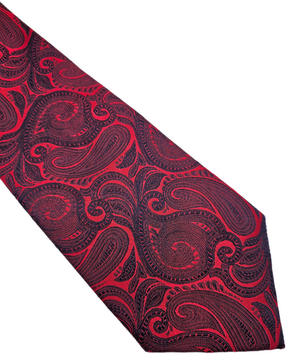 Moss Esq Silk Tie Mens Red Navy Blue Paisley Business Vintage Retro Neck Tie BX1