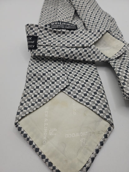 New & Lingwood Grey Geometric Woven Mens Silk Tie Wedding Formal Neck Tie BX18