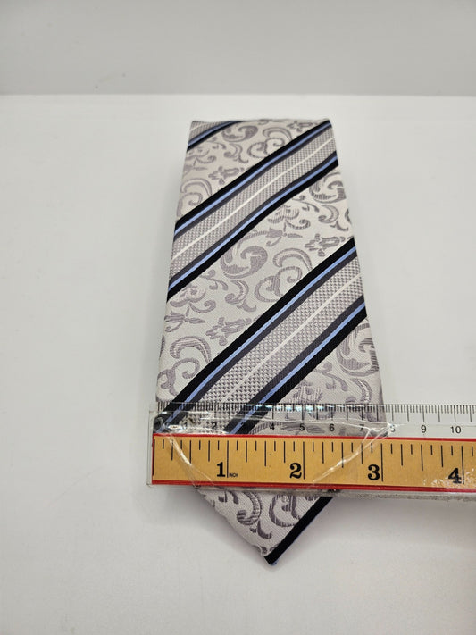 Ted Baker Knotted Silk Tie Men Silver Grey Floral Statement Wedding Necktie BX26