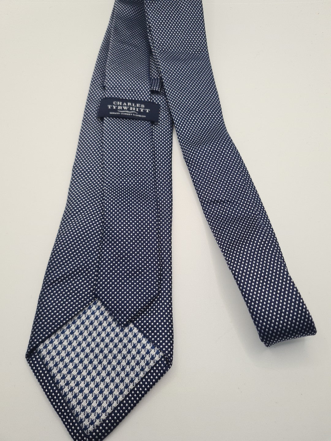 Charles Tyrwhitt Blue Pattern Mens Silk Tie Classic Designer Necktie Vintage Mens Tie UK BX11