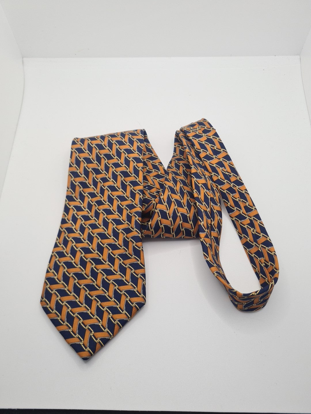 Vintage Saville Row Blue Pattern Mens Silk Tie Classic Designer Necktie Vintage Mens Tie UK BX10