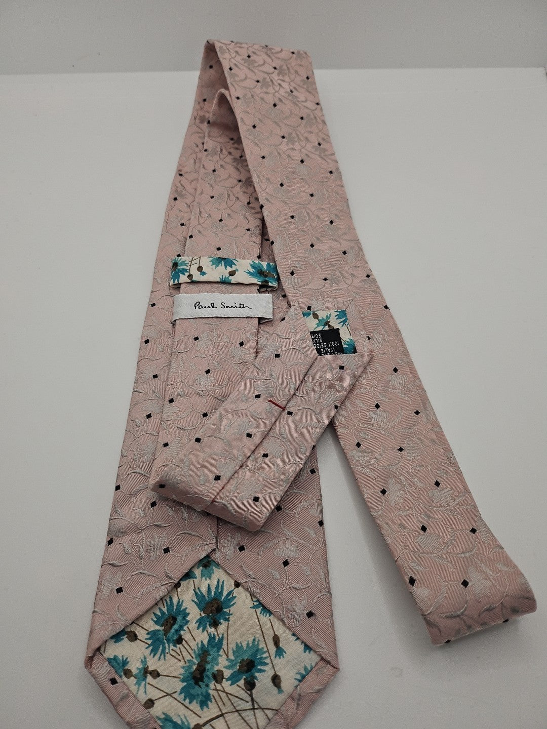 Paul Smith Pink/Silver Floral Mens Silk Tie Wedding Formal Neck Tie BX17