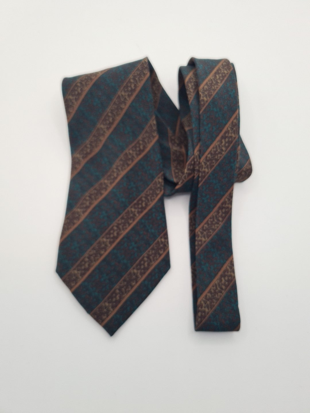 Vintage Green Pattern Silk Tie | Designer Mens Tie UK | Striped | Striped Vintage Mens Tie UK BX13