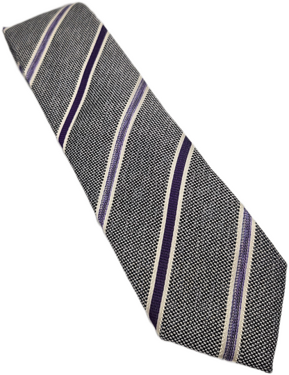 Ted Baker Silk Tie Mens Purple Stripe Textured Knit Vintage Retro Neck Tie BX15