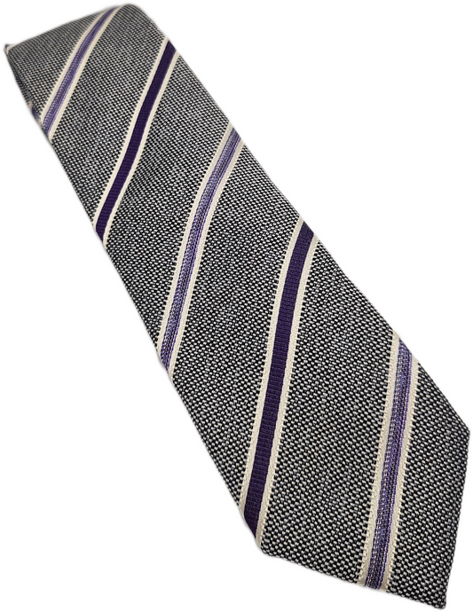 Ted Baker Silk Tie Mens Purple Stripe Textured Knit Vintage Retro Neck Tie BX15